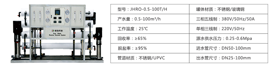 ro反滲透純水設備參數表